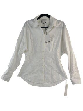 NEW Reformation Vanta Button-Down Shirt Women's White Long Sleeve Sz S